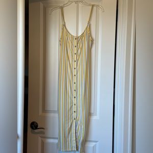Forever 21 Yellow, Blue, & White Striped Maxi Dress Size M